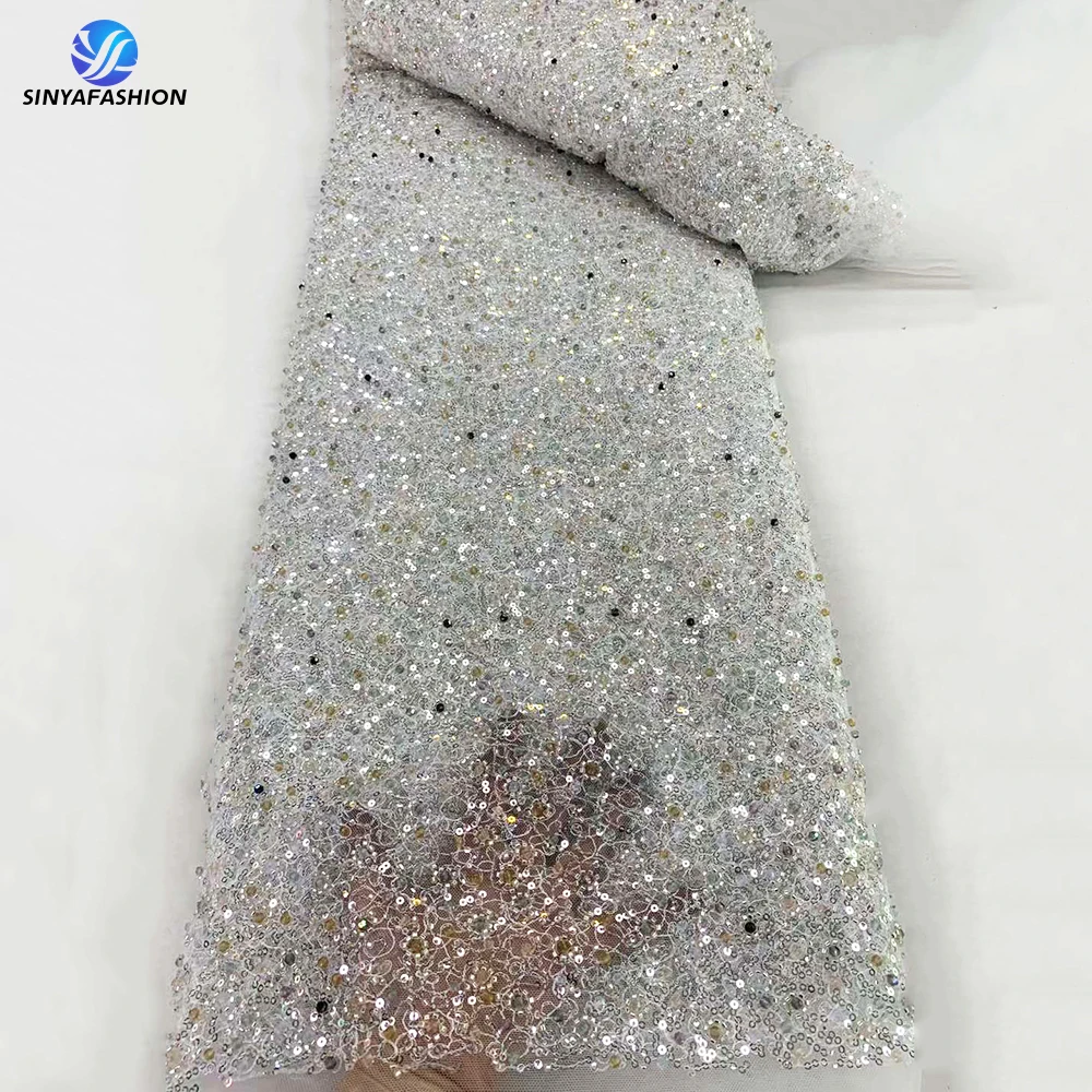 Tim New Arrival White African Nigerian Wedding Bridal Dress French Tulle Sequins Heavy Diamond Beaded Lace Fabric Luxury 5 Yards
Tim New Arrival White African Nigerian Wedding Bridal Dress French Tulle Sequins Heavy Diamond Beaded Lace Fabric Luxury 5 Yards