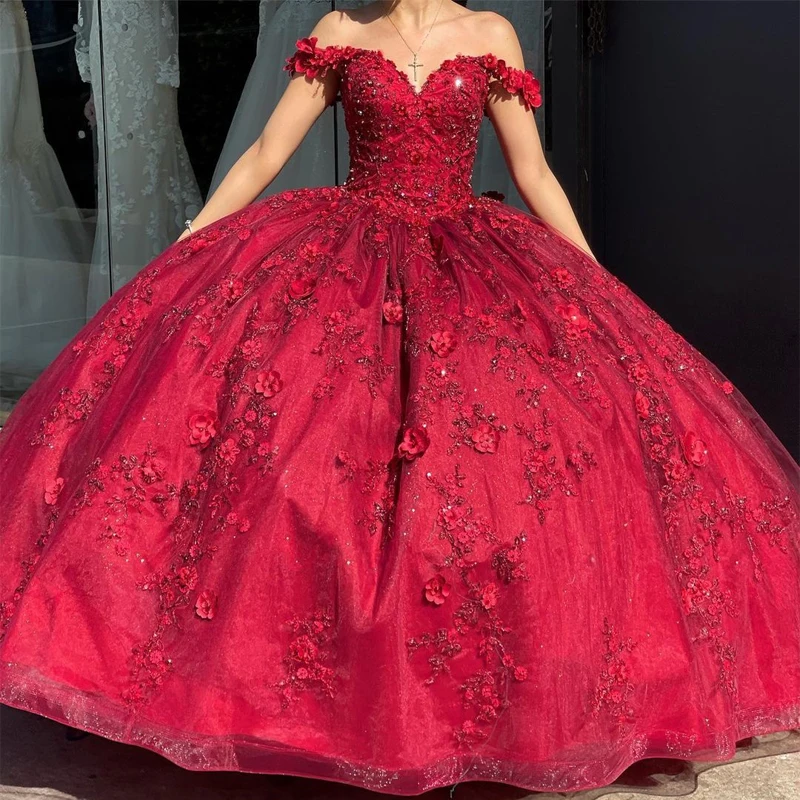 Red Beaded Prom Dress Quinceanera Dress 3D Applique Lace Wedding Dress Sweet Birthday Party Dress
Red Beaded Prom Dress Quinceanera Dress 3D Applique Lace Wedding Dress Sweet Birthday Party Dress