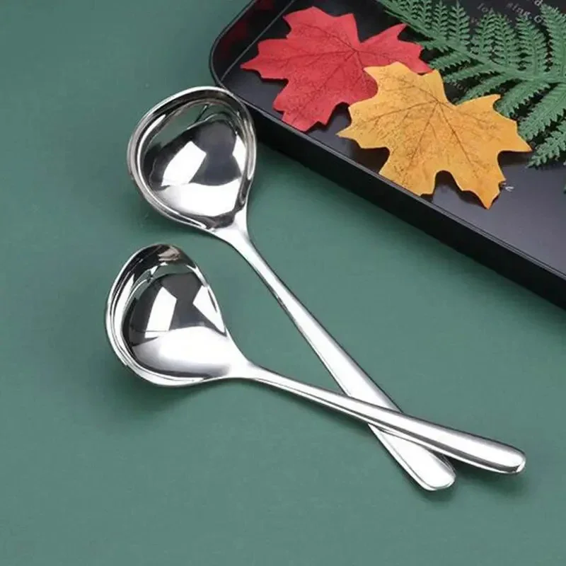 

304 Stainless Steel Spoon Long Handle Tablespoons Hot Pot Soup Ladle Ramen Noodles Scoop Kitchen Tableware Cooking Utensils