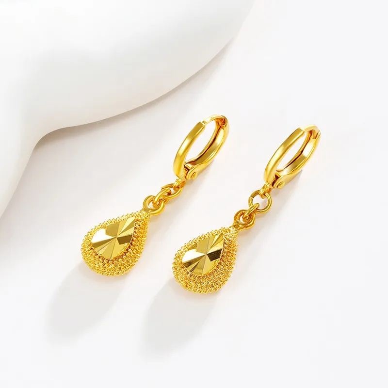 

Fashion 24K Gold Plated Water Droplet Earring Classical Gilded Ear Studs For Women Exquisite Jewelry Ear Decorations 2024