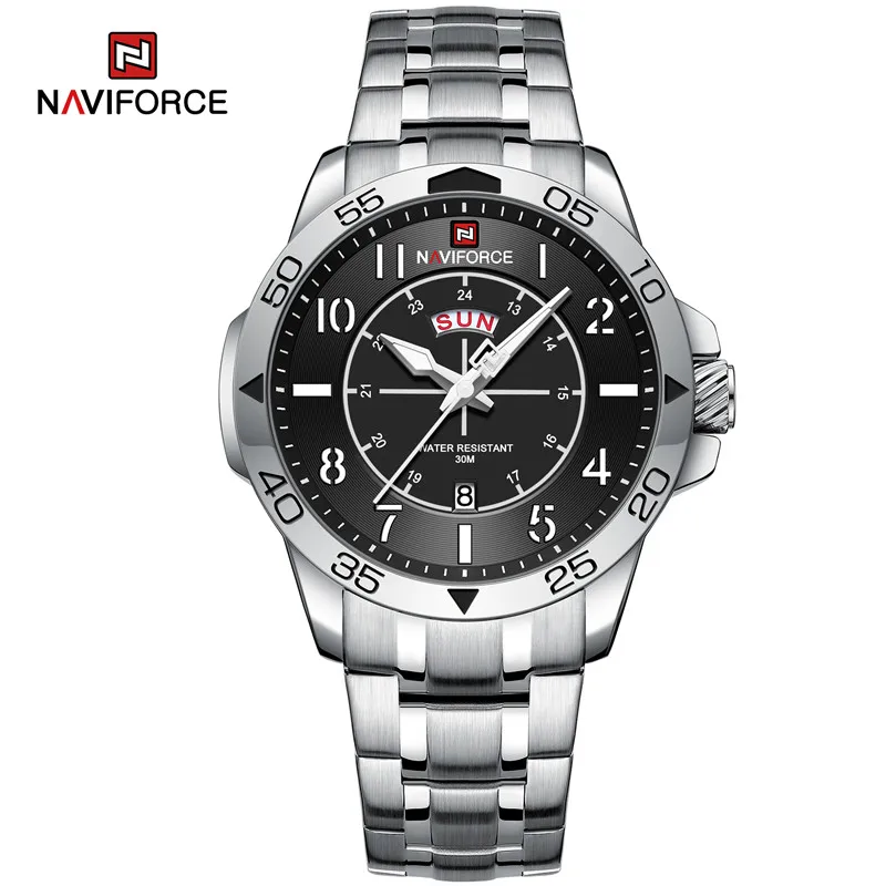 Часы Naviforce мужские спортивные, удобные водонепроницаемые кварцевые наручные, из нержавеющей стали, новый дизайн
Часы Naviforce мужские спортивные, удобные водонепроницаемые кварцевые наручные, из нержавеющей стали, новый дизайн