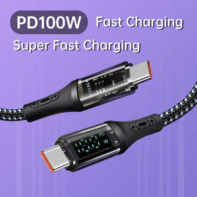 

Lovebay 100W PD USB-C to Type C Fast Charging Data Cable for Samsung S21 S22 MacBook Pad Pro Huawei Xiaomi Data Transfer Cable