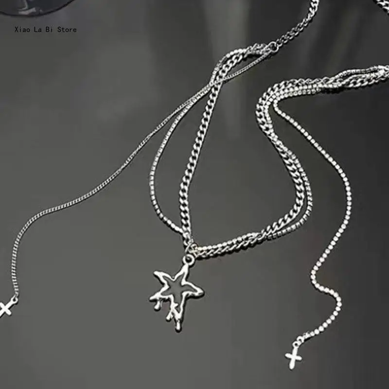 

Простое ожерелье с подвеской в ​​виде звезды и кисточками, милое крутое ожерелье с воротником, колье на шею, цепочка на ключицу,