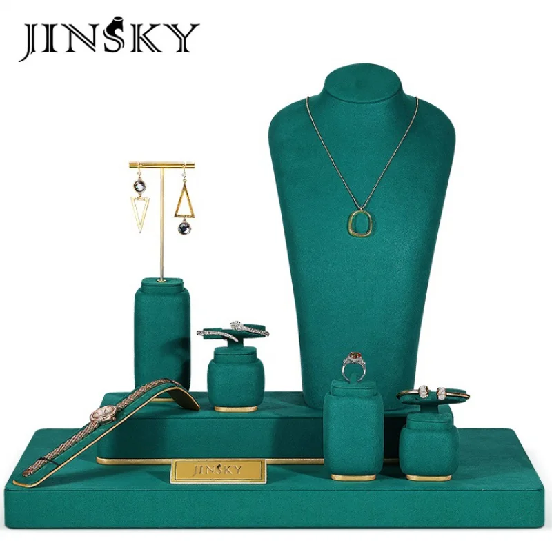 Custom. jinsky emerald green color jewelry display set for small window display jewelry set display showcase
Custom. jinsky emerald green color jewelry display set for small window display jewelry set display showcase
