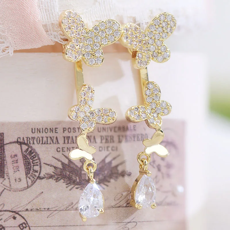 New Light Luxury Plated 14k Real Gold Women Earring Butterfly Droplets Exquisite Zircon Fashion Charm Ladies Stud Earrings Gift
New Light Luxury Plated 14k Real Gold Women Earring Butterfly Droplets Exquisite Zircon Fashion Charm Ladies Stud Earrings Gift