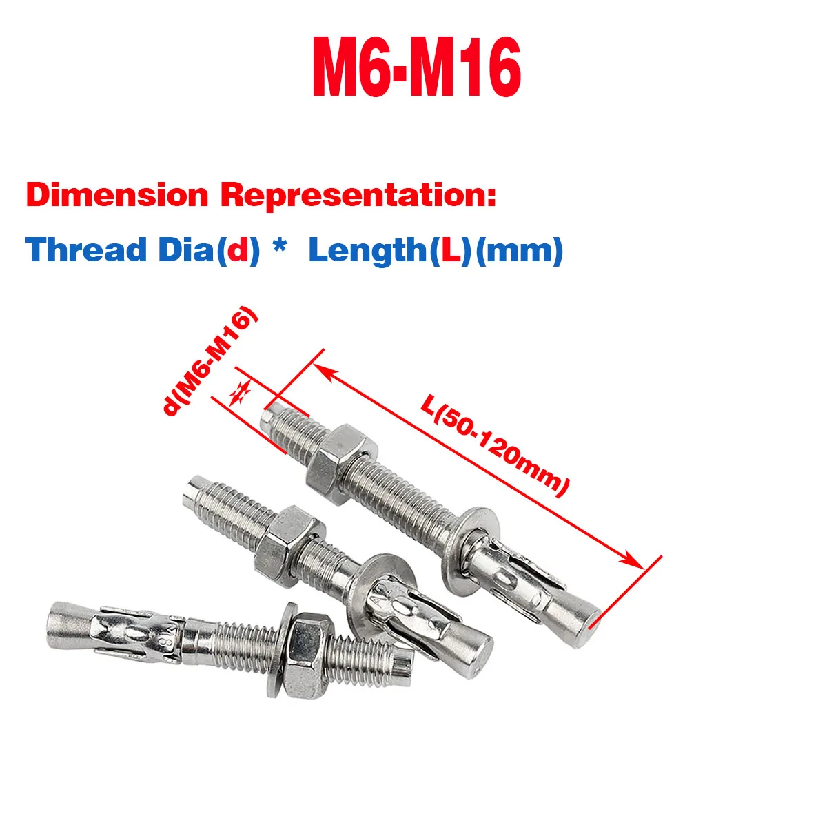 

304 Stainless Steel High-Strength Vehicle Repair Gecko Expansion Screw / Expansion Bolt M6-M16