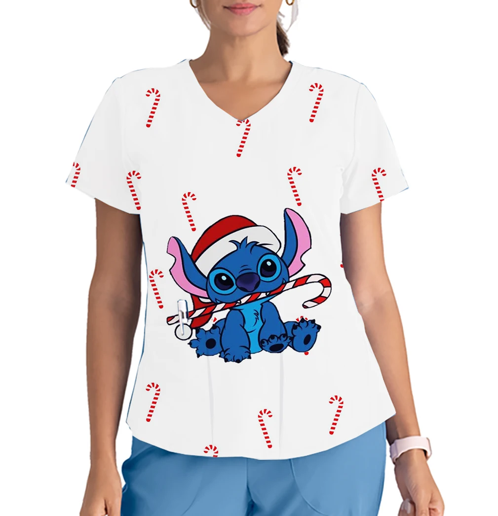 Cute Cartoon Stitch Print Christmas Nursing Wear Women's Halloween Tops Dental Pet V Neck Pocket Work Uniform Shirt
Cute Cartoon Stitch Print Christmas Nursing Wear Women's Halloween Tops Dental Pet V Neck Pocket Work Uniform Shirt