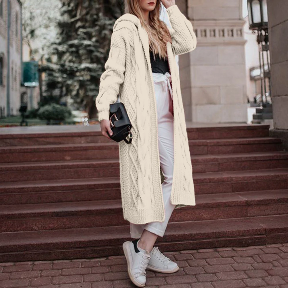 Female Cardigan Loose Oversized Slight Strech Solid Color Below The Knee Casual Coat Hooded Knitted Winter Comfy
Female Cardigan Loose Oversized Slight Strech Solid Color Below The Knee Casual Coat Hooded Knitted Winter Comfy