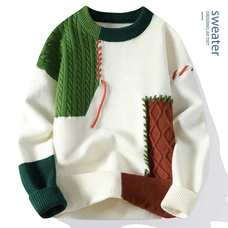 Men's Pullover Sweaters Japanese Style Vintage Color Collision Knittwear 2024 New Man Patchwork Knit Sweater Oversized Pullovers
Men's Pullover Sweaters Japanese Style Vintage Color Collision Knittwear 2024 New Man Patchwork Knit Sweater Oversized Pullovers