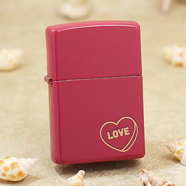 

Genuine Zippo Rose Red LOVE oil lighter copper windproof cigarette Kerosene lighters Gift with anti-counterfeiting code