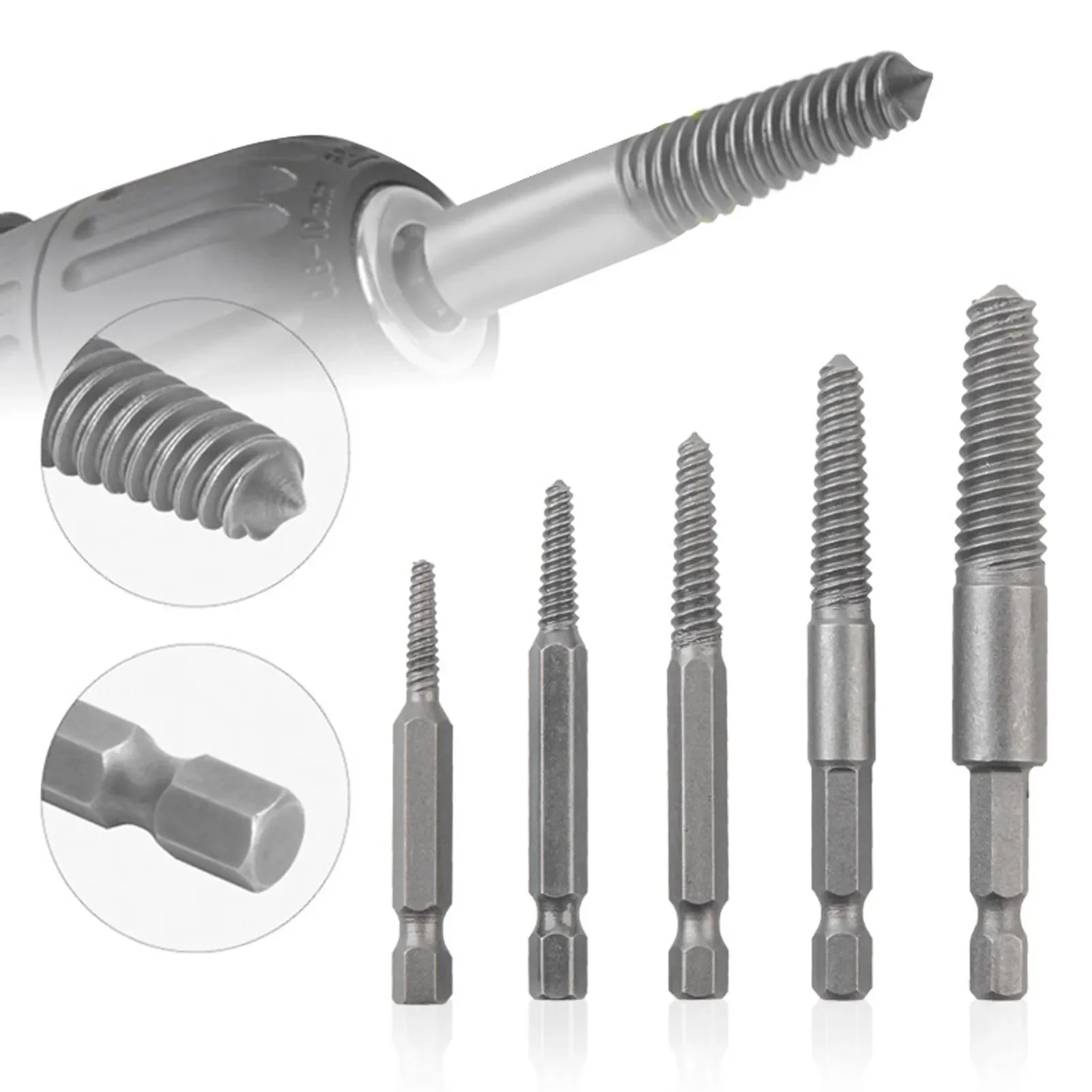 

Extractor Screw Set 6Pcs Screw Extractor Damaged Kit Remover Screw Stripped Tool Remover Screw Broken Sets Bolt Remover Drill B