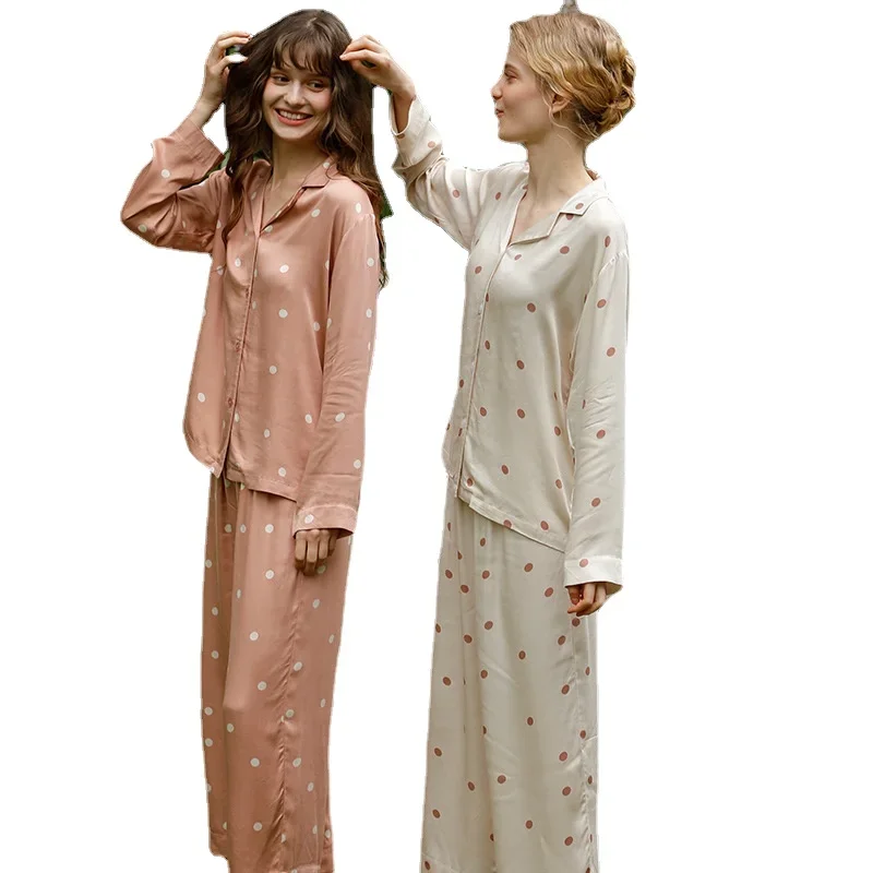 Small Dots Printed Women Pijama Viscose Long Sleeve Long Trousers Home Suit for Girl Sleep Wear Two Colors Women Pajama Set
Small Dots Printed Women Pijama Viscose Long Sleeve Long Trousers Home Suit for Girl Sleep Wear Two Colors Women Pajama Set