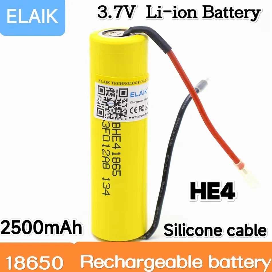 5PCS 2023 Original HE4 2500mAh Li-lon Battery 18650 3.6V Power Rechargeable batteries 20A discharge +DIY Silica gel Cable
5PCS 2023 Original HE4 2500mAh Li-lon Battery 18650 3.6V Power Rechargeable batteries 20A discharge +DIY Silica gel Cable