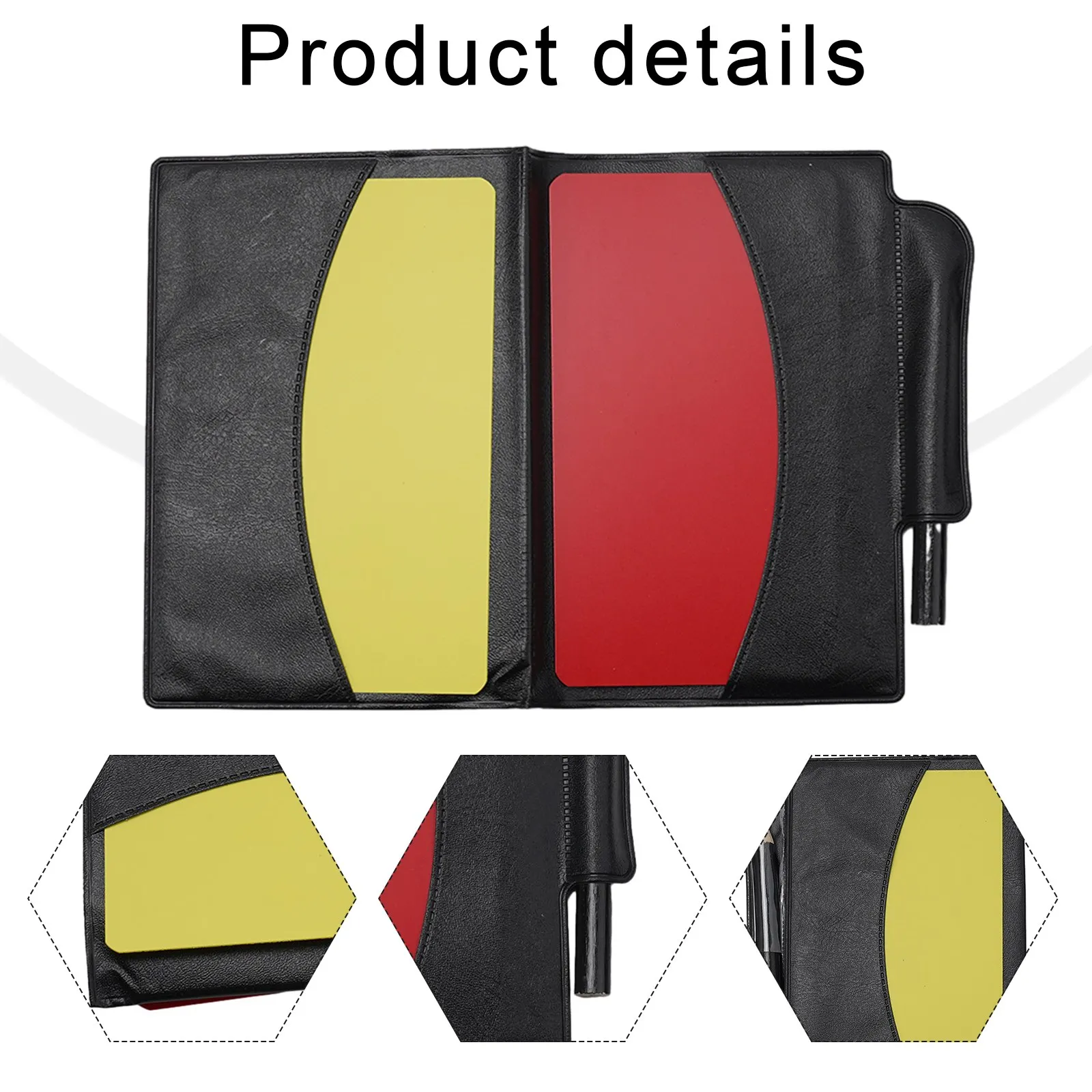 

1pc Soccer Referee Record Book Fluorescent Red Yellow Cards With Leather Wallet And Pencil Recording Paper Football Equipment