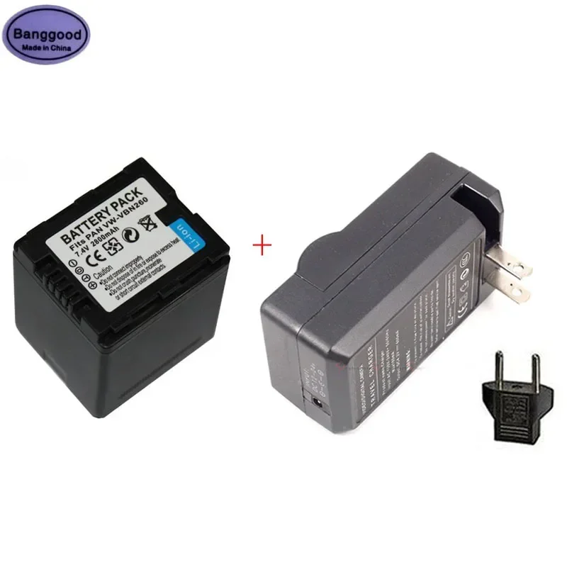 

2800mAh VW-VBN260 VWVBN260 Camera Battery + AC Charger For Panasonic HC-X800 HC-X900 VW-VBN390 VBN130 HC-X910 HC-X920 HDC-HS900