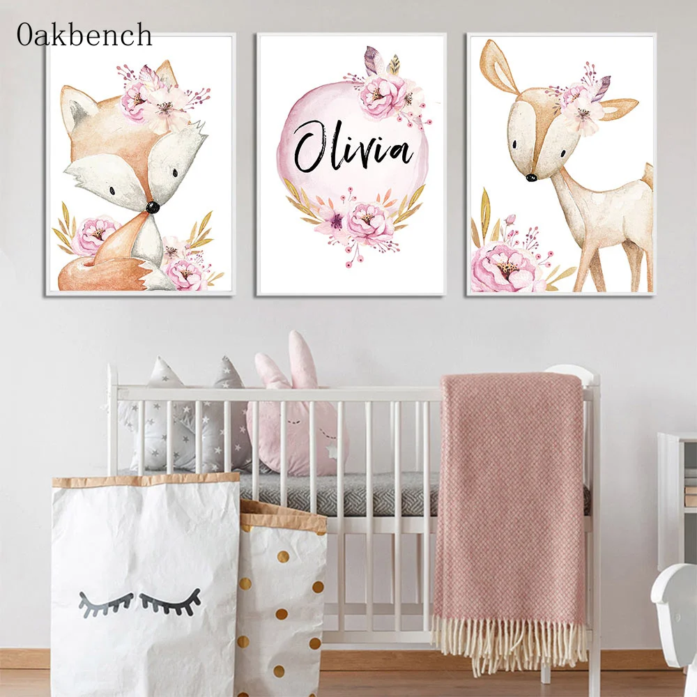 Custom Name Painting Poster Purple Wall Art Flower Canvas Painting Fox Deer Print Pictures Nursery Poster Kids Girls Room Decor
Custom Name Painting Poster Purple Wall Art Flower Canvas Painting Fox Deer Print Pictures Nursery Poster Kids Girls Room Decor