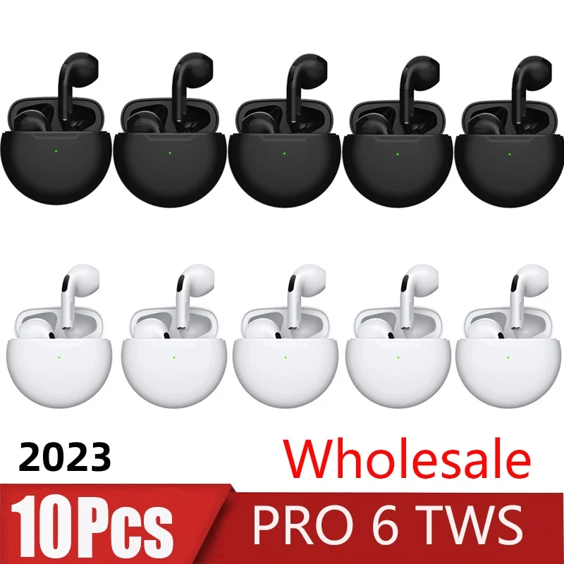 

10Pcs Pro 6 TWS Wireless Headphones Bluetooth Earphone 5.0 Stereo Headset Earbuds with Microphone for iphone Xiaomi 2023