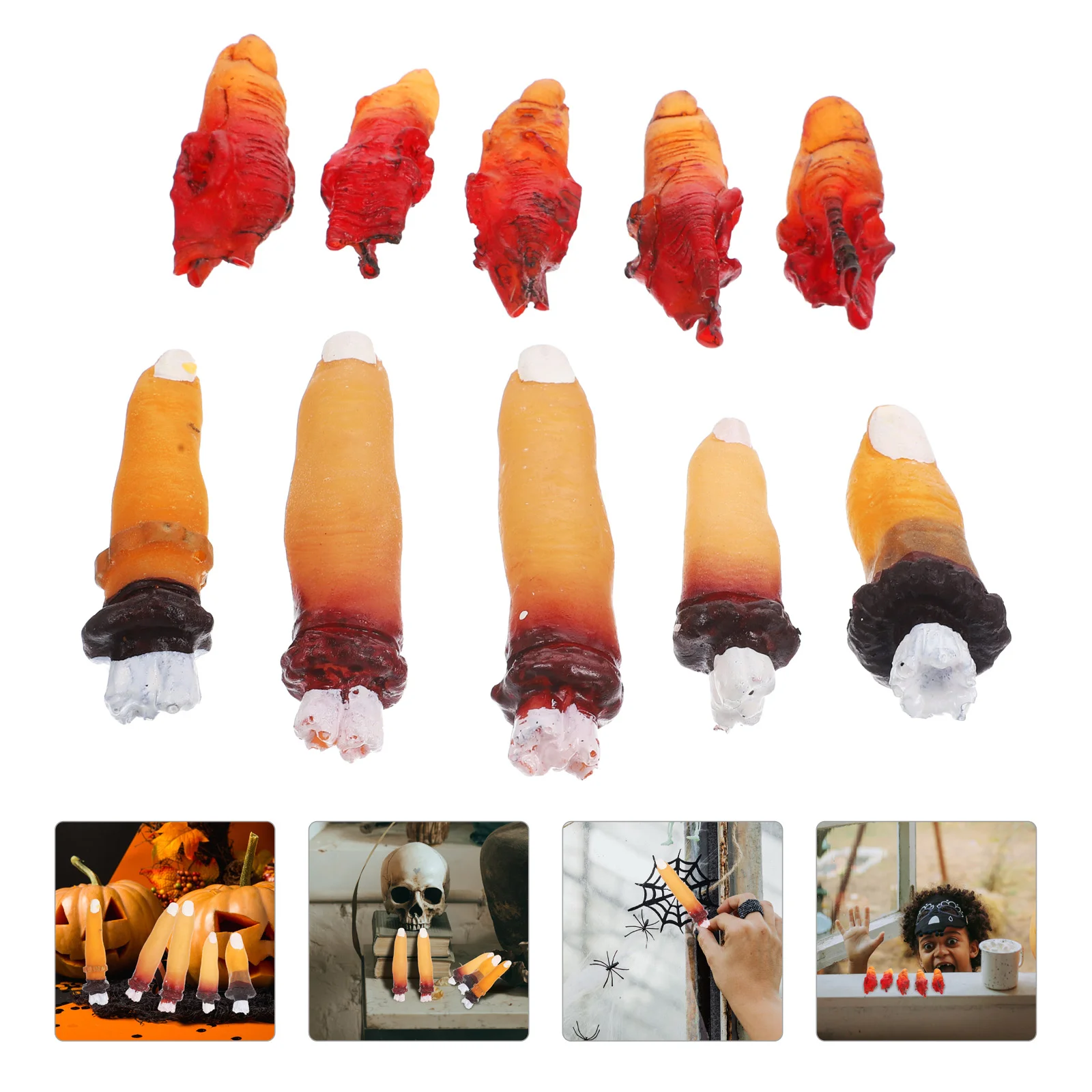 

10 Pcs Halloween Simulation Severed Finger Horror Party Supplies Toy Prank Blood Hands Fake Decor Artificial Props Tricky