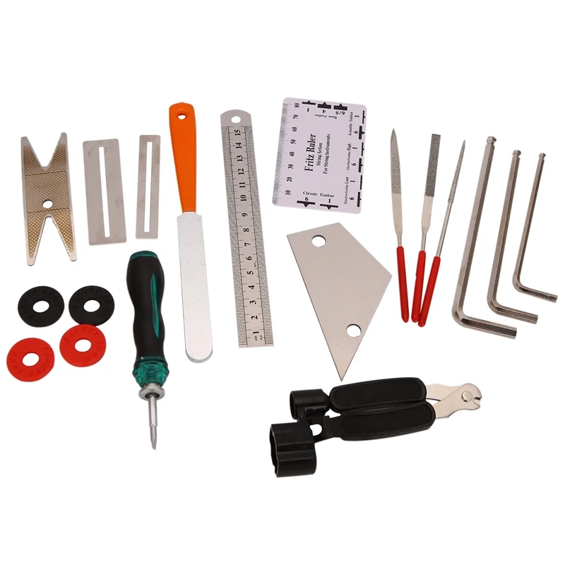 Guitar Repair Tools 20Pcs Guitar Tool With String Organizer Guitar Winder String Cutter String Action Ruler Gauge Fingered Guard
Guitar Repair Tools 20Pcs Guitar Tool With String Organizer Guitar Winder String Cutter String Action Ruler Gauge Fingered Guard