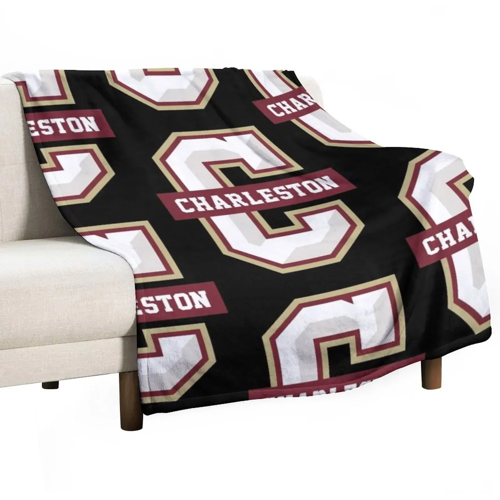 

College of Charleston Cougars Throw Blanket Plaid on the sofa Sleeping Bag Moving Hairys Blankets