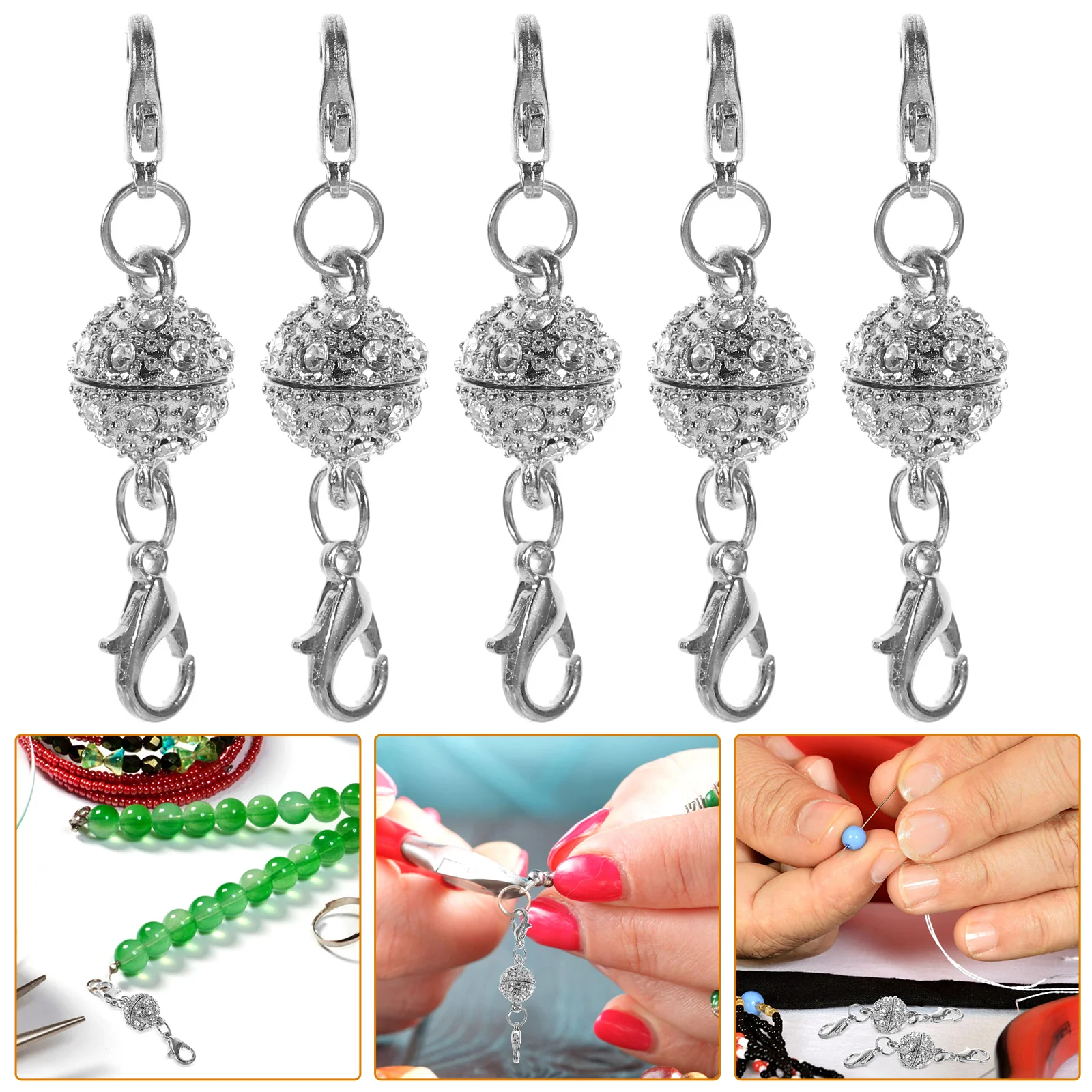 

5 Pcs Necklace Clasp Magnet Connectors Bracelet Jewelry Converter Magnetic Alloy Clasps for Necklaces DIY Accessory