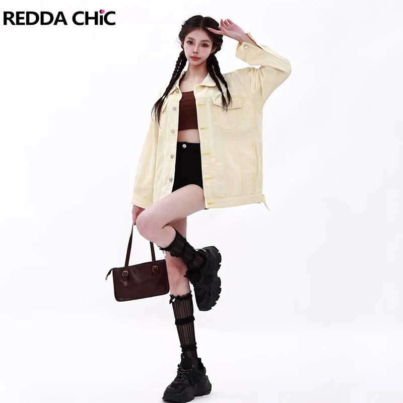 REDDACHiC Women Yellow Plain Denim Jacket Y2k Vintage Single-breasted Long Sleeves Oversized Bomber Coat Trendy Autumn Clothes 
REDDACHiC Women Yellow Plain Denim Jacket Y2k Vintage Single-breasted Long Sleeves Oversized Bomber Coat Trendy Autumn Clothes