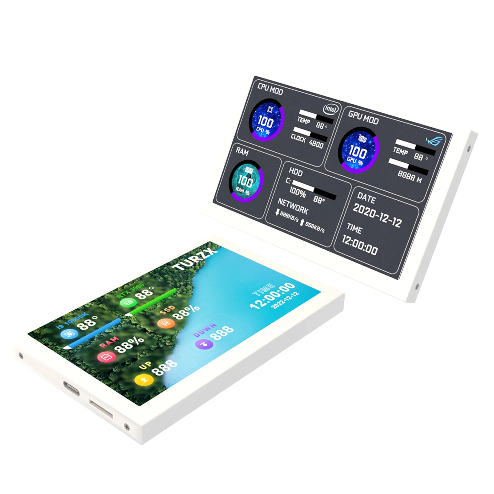 Generic 5 Inch 800x480 IPS USBC Computer Case Secondary Screen PC CPU RAM HDD Display TypeC