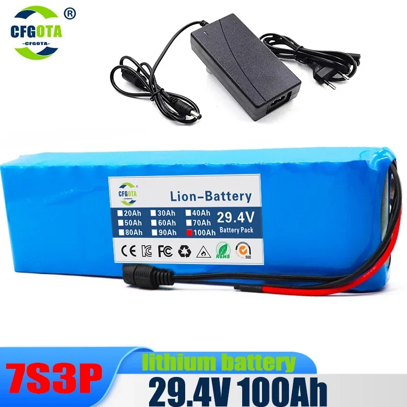 29.4V lithium ion battery pack, 7s3p 29.4V 100000mAh, built-in BMS, suitable for bicycles, motorcycles, electric scooters
29.4V lithium ion battery pack, 7s3p 29.4V 100000mAh, built-in BMS, suitable for bicycles, motorcycles, electric scooters