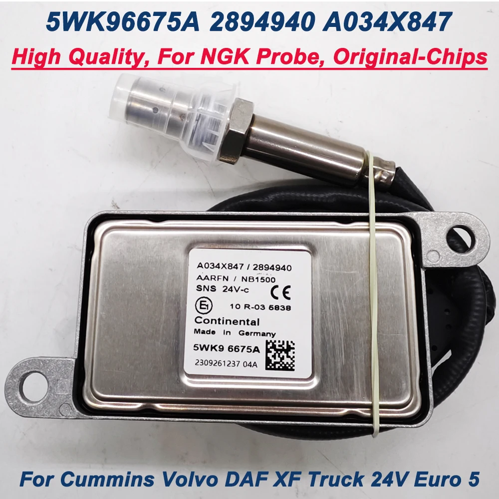 

For Cummins Volvo DAF XF Truck 24V Euro 5 5WK96675A 2894940 A034X847 High Quality N-GK Probe NOX Oxygen Sensor Made in Germany