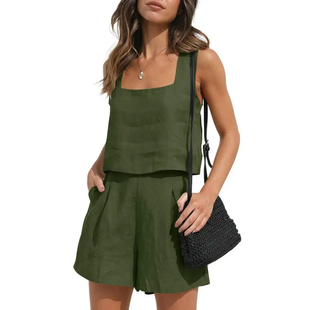 2Pcs/Set Women Outfit Top Shorts Suit Loose Sleeveless Vest Solid Color Pullover Tank Top Shorts Set Women Summer
2Pcs/Set Women Outfit Top Shorts Suit Loose Sleeveless Vest Solid Color Pullover Tank Top Shorts Set Women Summer