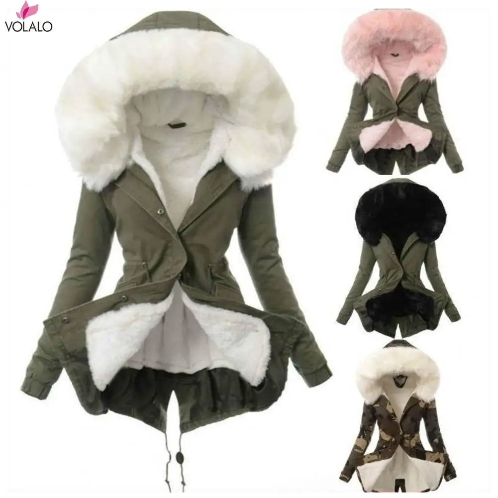 Ladies Winter Faux Fur Lining Hooded Long Sleeve Thicken Cashmere Overcoat Jacket Medium Long Removable Hooded Parka Coat
Ladies Winter Faux Fur Lining Hooded Long Sleeve Thicken Cashmere Overcoat Jacket Medium Long Removable Hooded Parka Coat