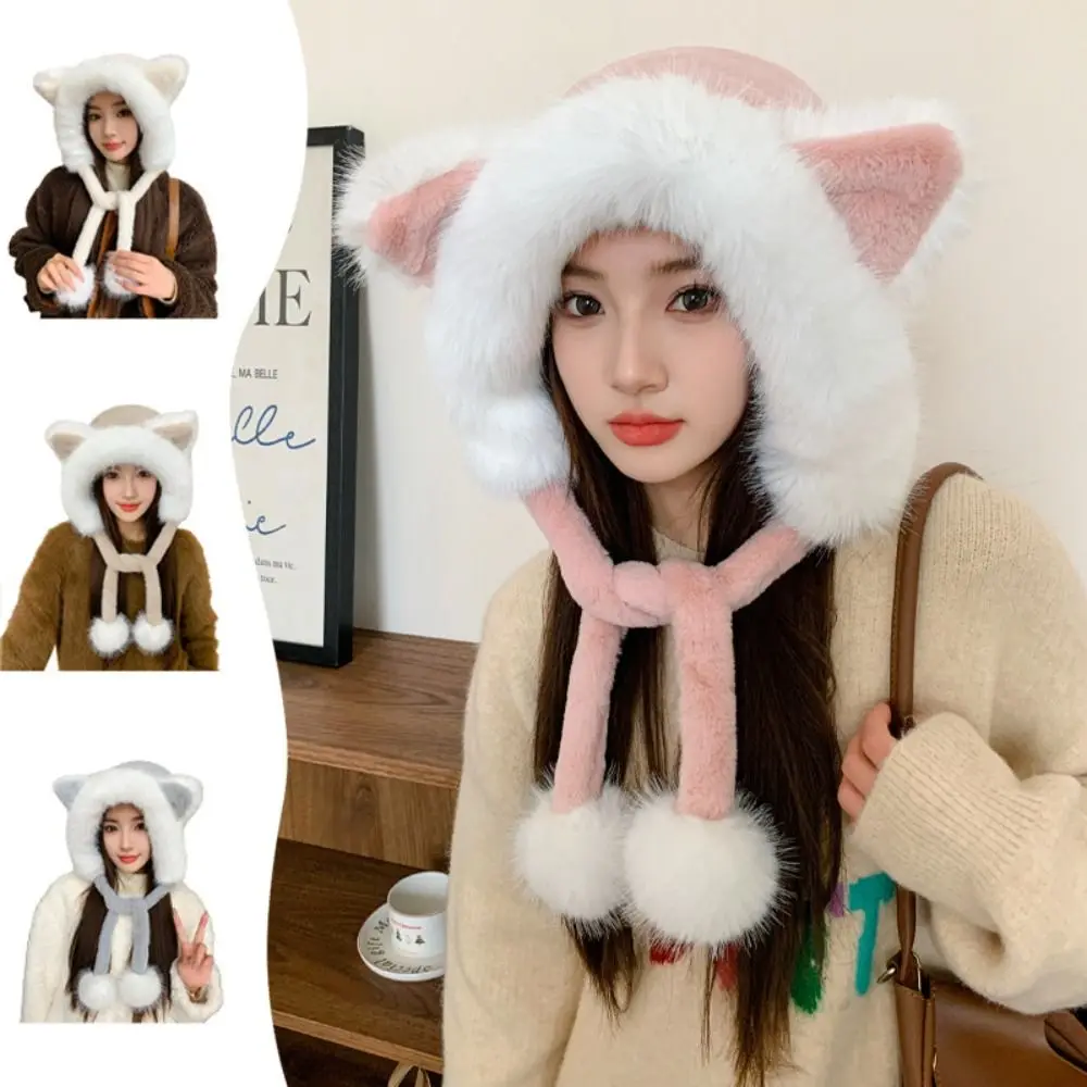 

Cute Fox Ears Hat New Woolen Fashion Winter Hat Ear Protection Lacing Bear Ears Hat Women