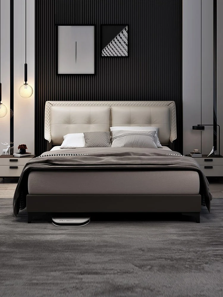 Modern simple luxury leather master bedroom big bed solid wood Italian minimalist double leather bed
Modern simple luxury leather master bedroom big bed solid wood Italian minimalist double leather bed