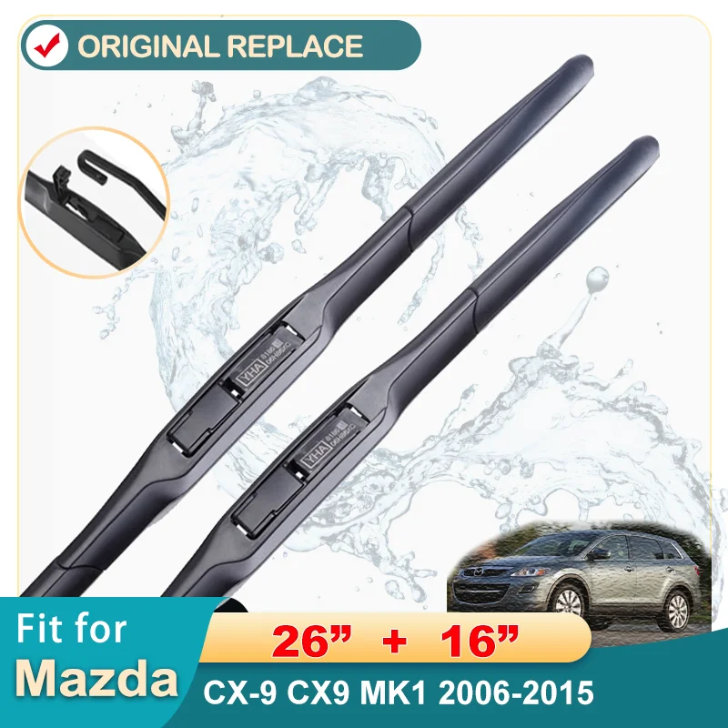 

For Mazda CX-9 CX9 MK1 2006-2015 Car Front Car Wiper Blades Soft Rubber Windscreen Wipers Auto Windshield 26"+16"2013 2014