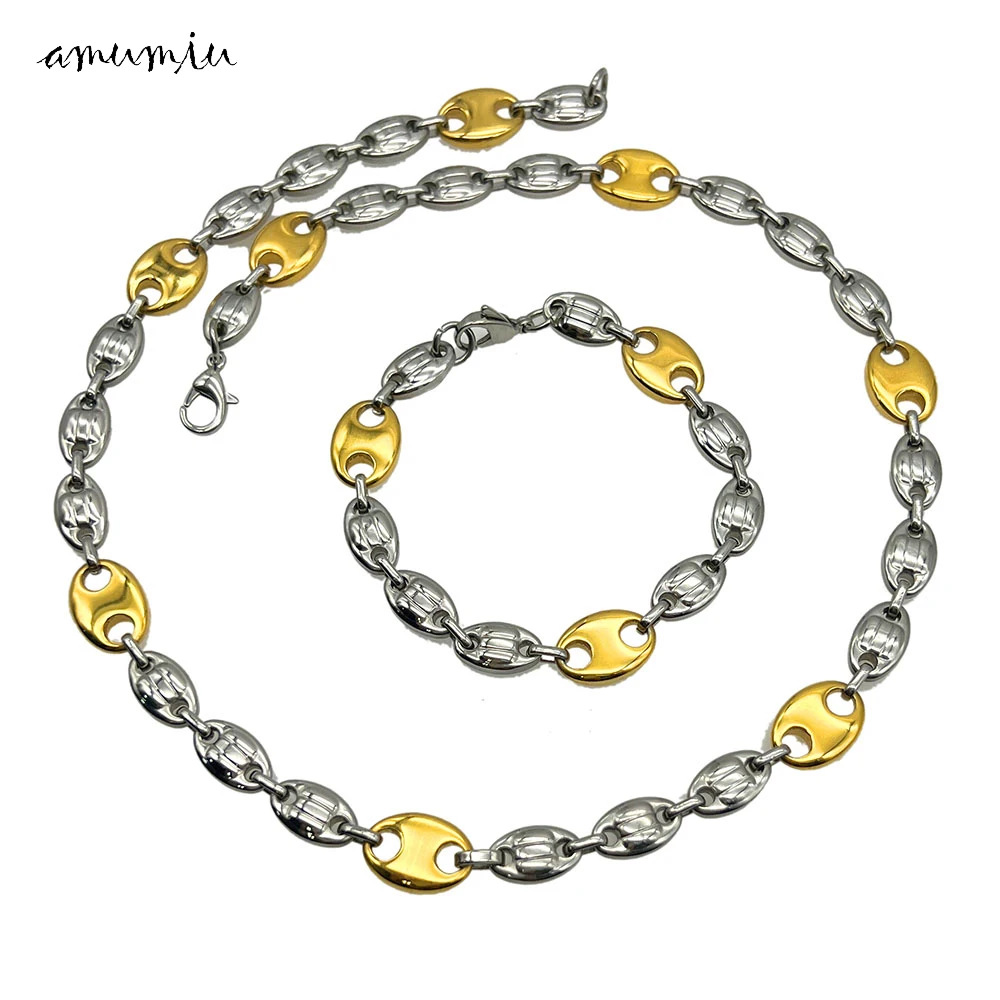AMUMIU Chain Oval Necklace Bracelet Set For Women Men Tone Stainless Steel Charm Pig Nose Jewelry Valentine Gift
AMUMIU Chain Oval Necklace Bracelet Set For Women Men Tone Stainless Steel Charm Pig Nose Jewelry Valentine Gift