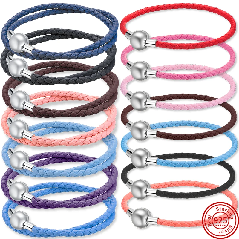 New S925 Sterling Sliver Moments Multicolored Leather Braided Bracelet For Women Jewelry DIY Fit Original Charms Beads Making
New S925 Sterling Sliver Moments Multicolored Leather Braided Bracelet For Women Jewelry DIY Fit Original Charms Beads Making