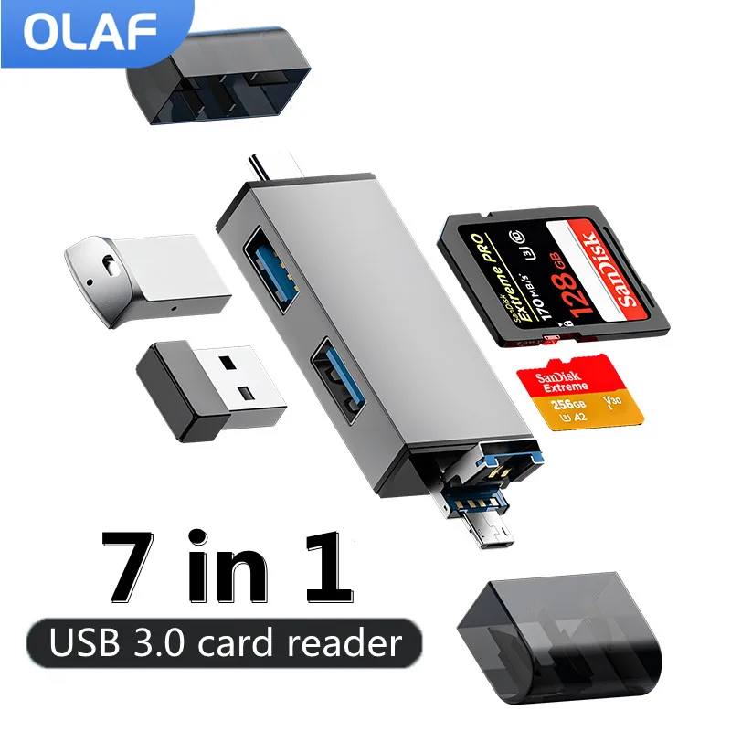 Olaf 7 IN 1 Card Reader USB 3.0 to SD TF Card Memory Card Reader High Speed Smart Cardreader Adapter For PC Laptop Accessories
Olaf 7 IN 1 Card Reader USB 3.0 to SD TF Card Memory Card Reader High Speed Smart Cardreader Adapter For PC Laptop Accessories