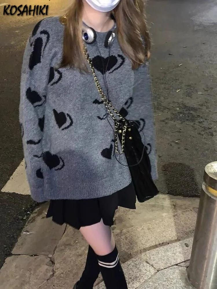 Y2k Aesthetic Autumn Sweaters Women Heart Jacquard Sweater Loose O Neck Harajuku Pullovers Korean Japan Style Streetwear Jumper
Y2k Aesthetic Autumn Sweaters Women Heart Jacquard Sweater Loose O Neck Harajuku Pullovers Korean Japan Style Streetwear Jumper