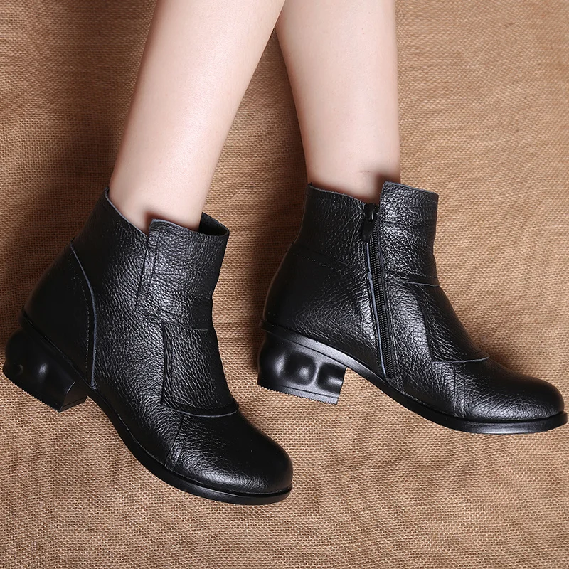 

Fashion Genuine Leather Winter Ankle Boots Women Shoes Booties Soft Warm Woman Platform Botines Mujer 2023 Q504