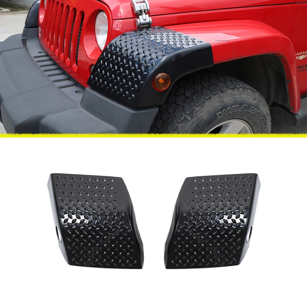 

for Jeep Wrangler JK 2007-2017 2/4-Doors Front Wheel Eyebrow Wrap Angle Decorate Cover Trim Car Exterior Accessories Black