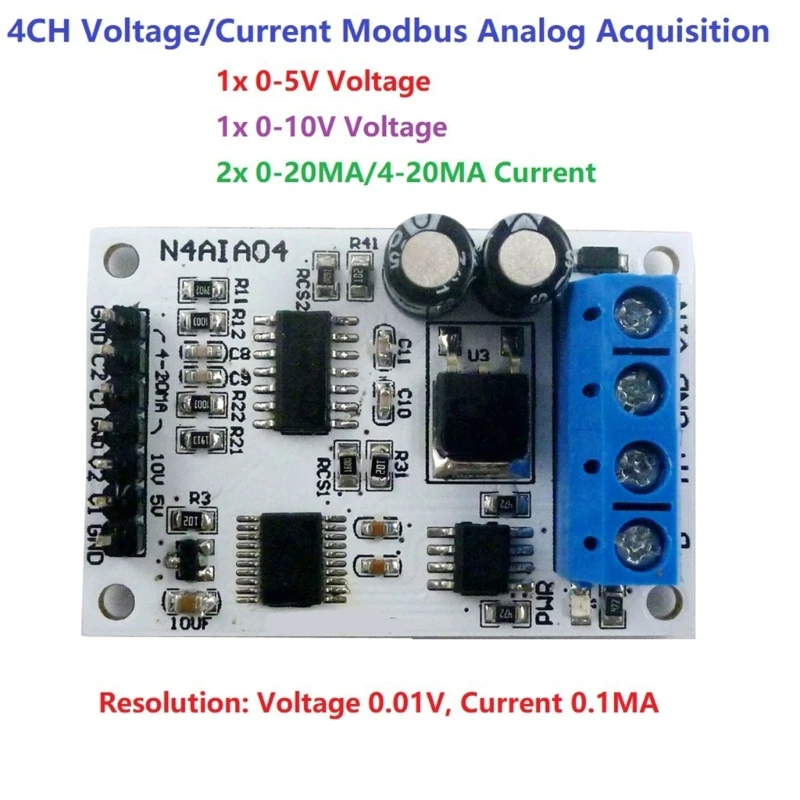 Modbus RTU 4-Channel Current Acquisition Module 4-20MA RS485 Current Analog Collector
Modbus RTU 4-Channel Current Acquisition Module 4-20MA RS485 Current Analog Collector
