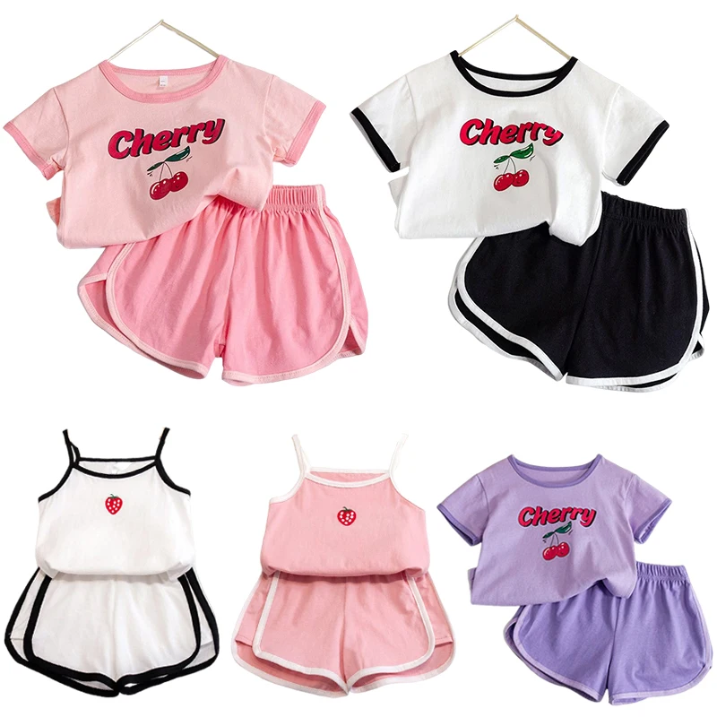 Kids Sets Summer Baby Girls Cherry Print Tops Suits Cotton Shorts Children Girls Casual Breathable Set Korean Children Clothing
Kids Sets Summer Baby Girls Cherry Print Tops Suits Cotton Shorts Children Girls Casual Breathable Set Korean Children Clothing