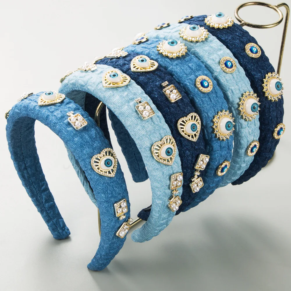 Fashion Headbands for women 2024 Vintage Evil Eye Hair Hoop Accessories Denim Pearl Women Hair Band Non Slip Skin Care Hairbands
Fashion Headbands for women 2024 Vintage Evil Eye Hair Hoop Accessories Denim Pearl Women Hair Band Non Slip Skin Care Hairbands