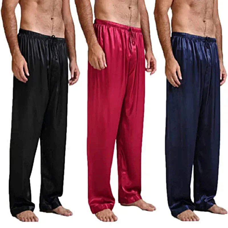 

Брюки 2023 Пижама свободная ночная рубашка женская домашняя одежда атласные мужские брюки длинные шелковые пижамы для сна