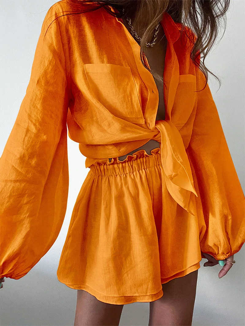 2023 Women Spring Summer Bohemian Shorts Sets Solid White Loose Fit Outfits Blouse flounce Suit 2 Two Piece Set For Women
2023 Women Spring Summer Bohemian Shorts Sets Solid White Loose Fit Outfits Blouse flounce Suit 2 Two Piece Set For Women