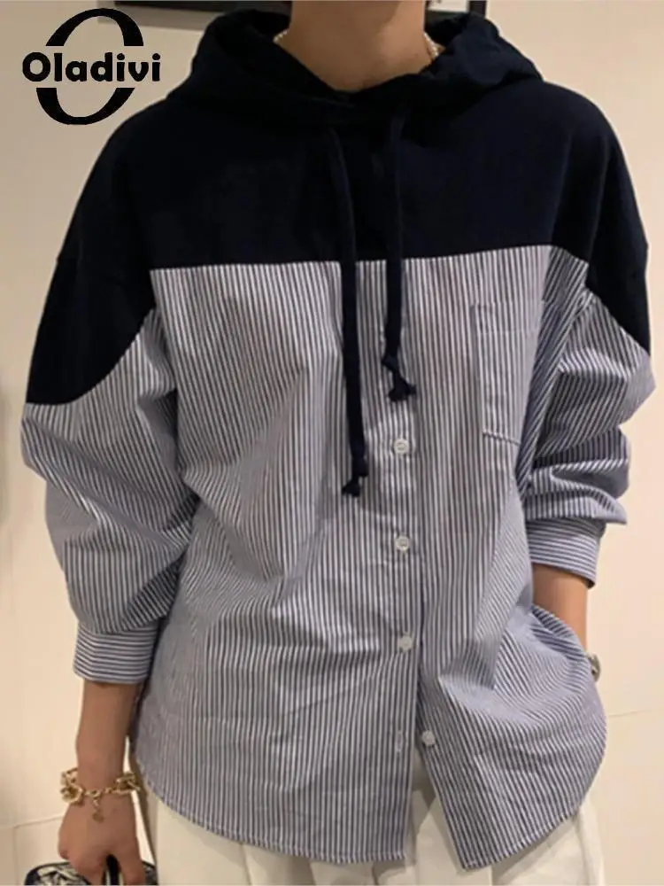 Oladivi Women's Fashion Striped Long Sleeve Hooded Blouses 2022 Summer New Casual Loose Shirts Vintage Ladies Oversized Tops 967
Oladivi Women's Fashion Striped Long Sleeve Hooded Blouses 2022 Summer New Casual Loose Shirts Vintage Ladies Oversized Tops 967