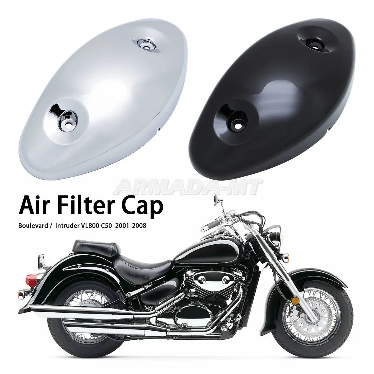 

For Suzuki Boulevard / Intruder VL800 C50 2001-2008 Motorcycle Chrome Air Cleaner Intake Case Cover Air Filter Cover Cap