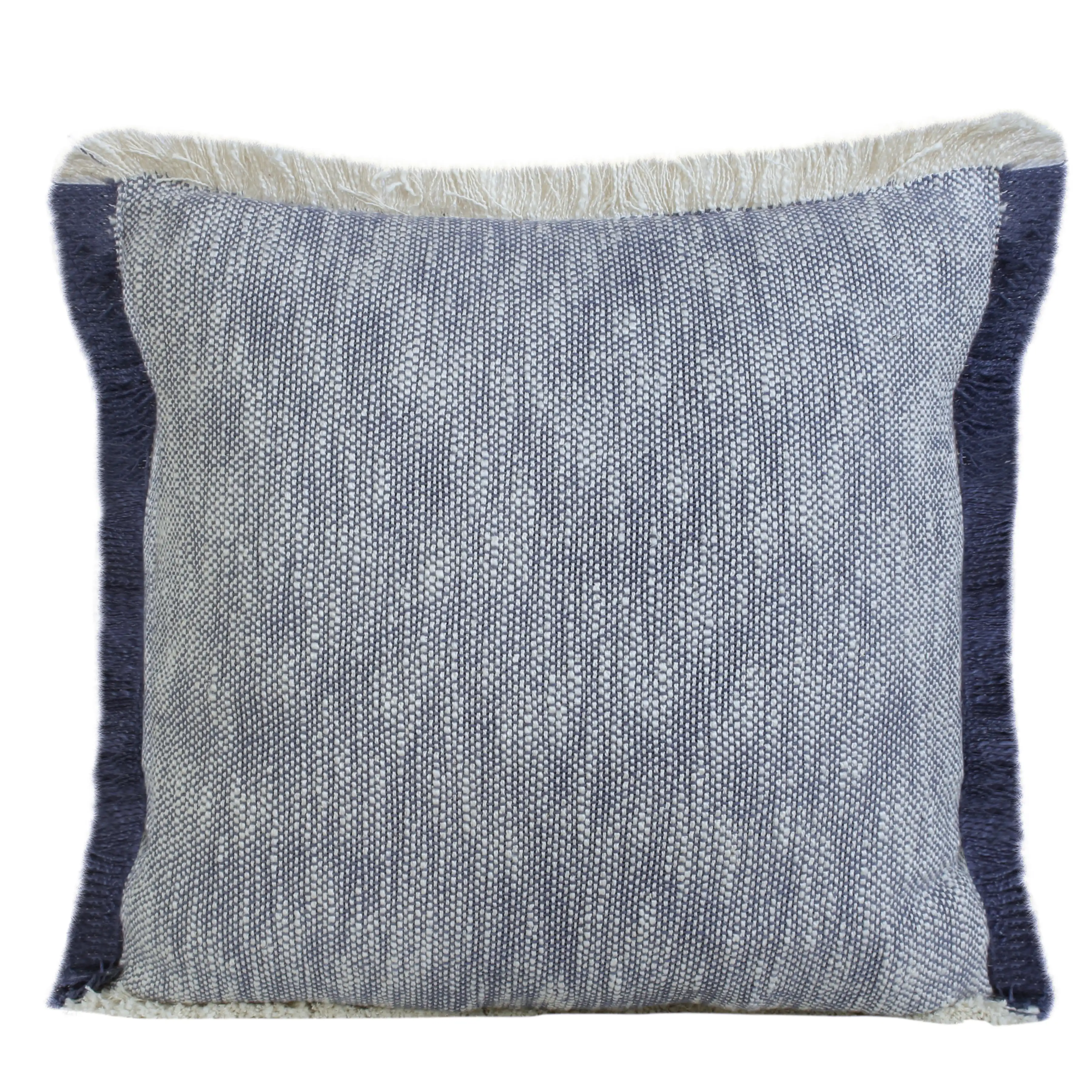 

Woven Paths Unique Neutral Two-Tone Cotton with Fringe Durable Low-profil Luxurious Colorfast Easy To Clean Throw Pillow