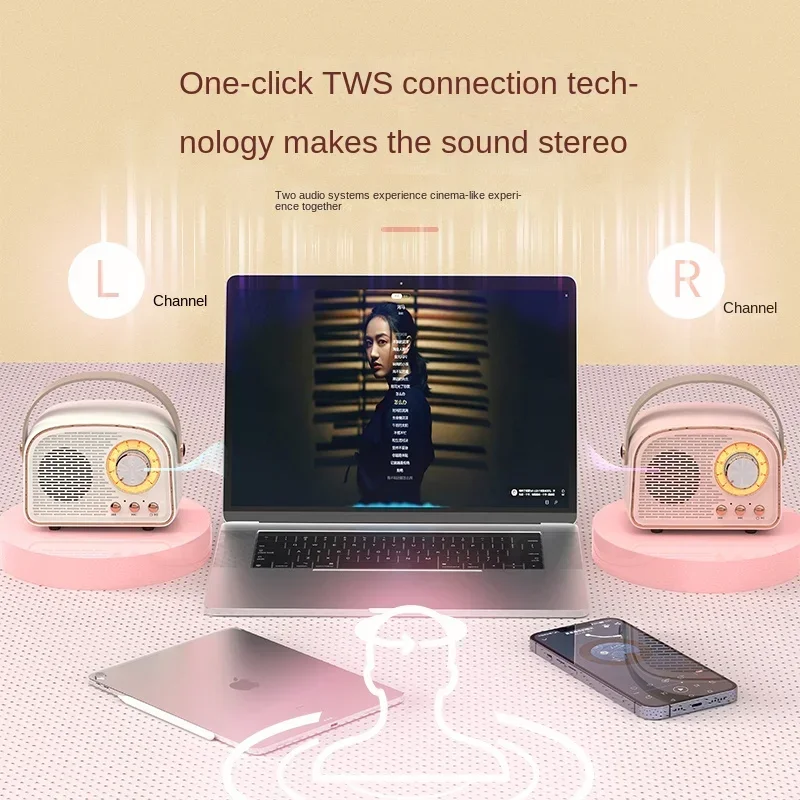 

Decoration Speakers Home Stereo Subwoofer Portable Music Player Retro Mini Bluetooth Speaker DW21 Classical Music Player Sound