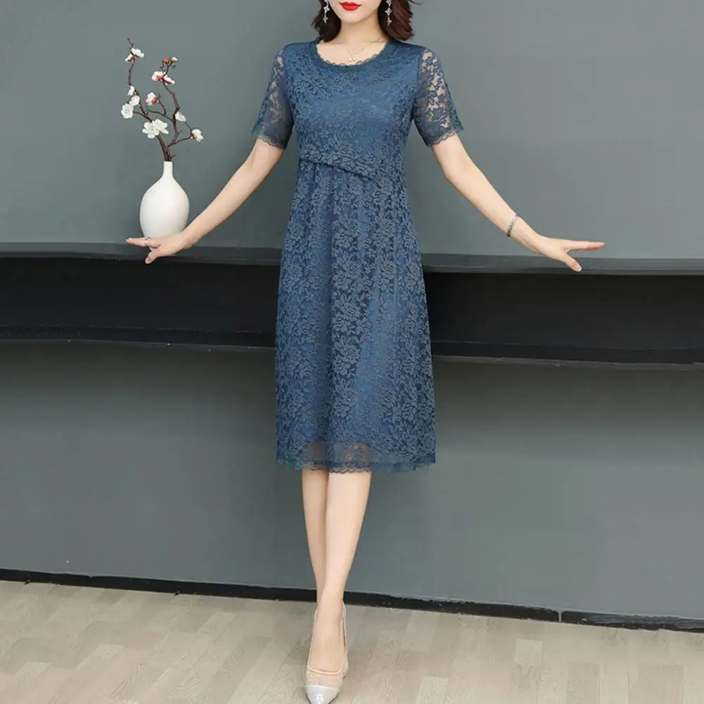 Sllim Waist Dress Elegant Floral Embroidery A-line Midi Dress with Hollow Out Lace Detail Double Layers Hem for Women's Summer
Sllim Waist Dress Elegant Floral Embroidery A-line Midi Dress with Hollow Out Lace Detail Double Layers Hem for Women's Summer